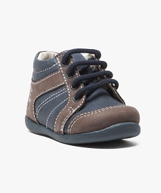 chaussures premiers pas bicolore en cuir garcon brun1008101_2