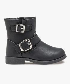 GEMO Boots fille unis avec boucles décoratives fermeture zippée Noir