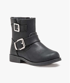 boots fille unis avec boucles decoratives fermeture zippee noir1052201_2