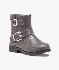 boots fille unis avec boucles decoratives fermeture zippee gris1052301_2