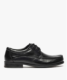 GEMO Mocassins homme à lacets dessus et intérieur cuir noir standard