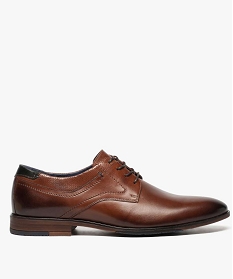 derbies homme dessus et doublure cuir avec details perfores sur les cotes brun1127701_1