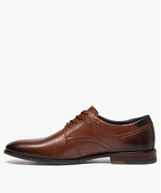 derbies homme dessus et interieur cuir avec col perfore orange1127701_3