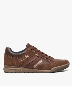 GEMO Baskets homme baskets de ville multimatières avec surpiqûres marron vif