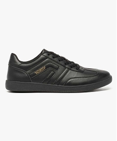 GEMO Baskets homme unies à lacets style rétro noir standard