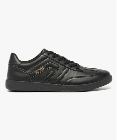 GEMO Baskets homme unies à lacets style rétro Noir