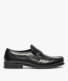 GEMO Mocassins homme unis dessus et intérieur cuir noir standard