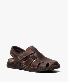 sandales homme dessus cuir a bout ferme brun1173601_2