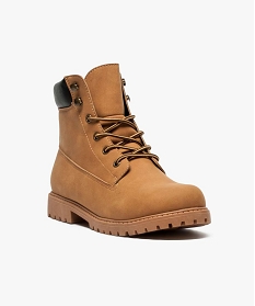 boots aspect cuir avec semelle crantee jaune1179301_2