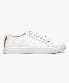 GEMO Baskets basses effet cuir fermeture à lacets blanc chine