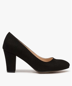 GEMO Escarpins femme à bout rond et talon large noir standard