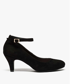 GEMO Escarpins femme unis en suédine avec bride cheville noir standard