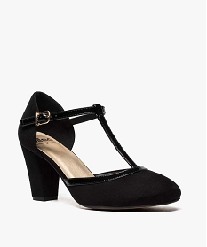 escarpins femme a talon dessus en suedine et bride vernie style salome noir standard1283701_2