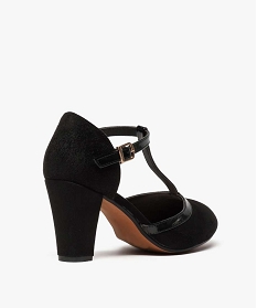 escarpins femme a talon dessus en suedine et bride vernie style salome noir standard1283701_4