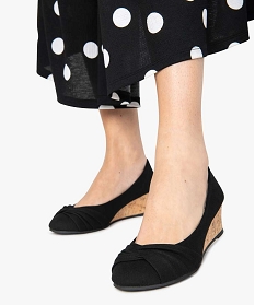 GEMO Escarpins femme unis à talon compensé effet drapé noir standard