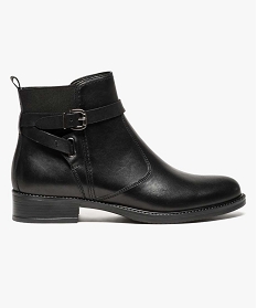 boots femme dessus cuir avec bride et fermeture zip noir bottines et boots1297501_1