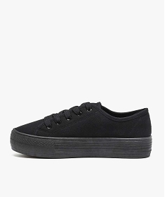 baskets femme en toile unie a semelle plateforme noir vif baskets compensees1326101_3