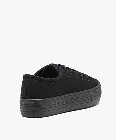 baskets femme en toile unie a semelle plateforme noir vif baskets compensees1326101_4