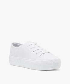 baskets femme en toile unie a semelle plateforme blanc chine baskets compensees1326201_2