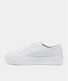 baskets femme en toile unie a semelle plateforme blanc chine baskets compensees1326201_3