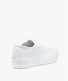 baskets femme en toile unie a semelle plateforme blanc chine baskets compensees1326201_4