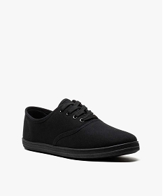 baskets femme en toile a semelle fine et fermeture lacets noir vif1326601_2