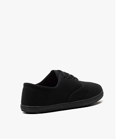 baskets femme en toile a semelle fine et fermeture lacets noir vif1326601_4
