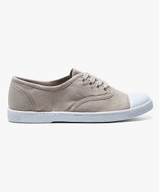 baskets femme en toile avec lacets et bout renforce gris baskets et tennis1327301_1