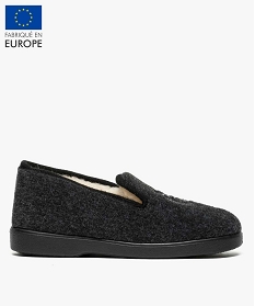 GEMO Chaussons homme forme charentaises brodés écusson Gris