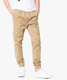 pantalon jogger en toile beige pantalons de costume1564301_1