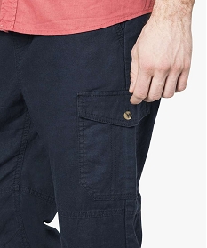 pantacourt en lin avec larges poches sur les cotes bleu shorts et bermudas1566801_2