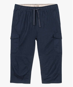 pantacourt en lin avec larges poches sur les cotes bleu shorts et bermudas1566801_4