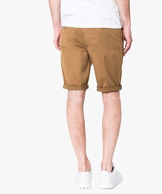 bermuda homme en toile extensible 5 poches coupe chino brun shorts et bermudas1573601_3