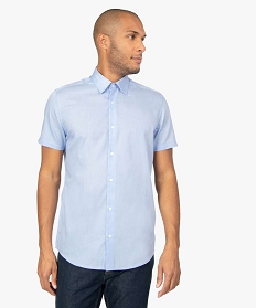 chemise rayee a manches courtes repassage facile bleu1576501_1