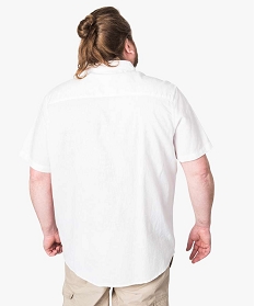 chemise a manches courtes unie en lin blanc1581601_3