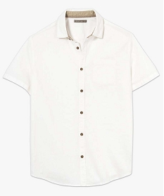 chemise a manches courtes unie en lin blanc1581601_4