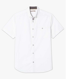 chemise unie texturee a manches courtes blanc1587201_4