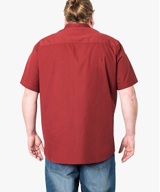 chemise unie texturee a manches courtes rouge1587301_3