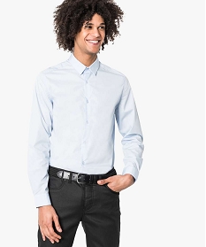 chemise homme coupe droite unie - repassage facile bleu chemise manches longues1590001_1