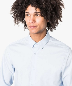 chemise homme coupe droite unie - repassage facile bleu chemise manches longues1590001_2
