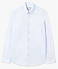 chemise homme coupe droite unie - repassage facile bleu chemise manches longues1590001_4