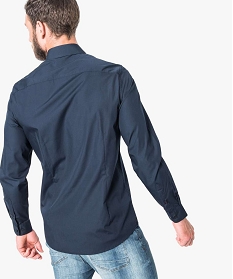 chemise unie a manches longues coupe droite - repassage facile bleu1591701_3