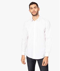 chemise homme coupe droite unie - repassage facile blanc chemise manches longues1592801_1