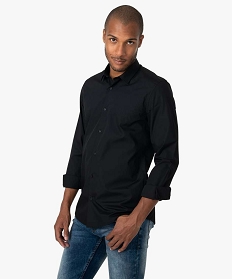 chemise homme coupe droite unie - repassage facile noir chemise manches longues1592901_1