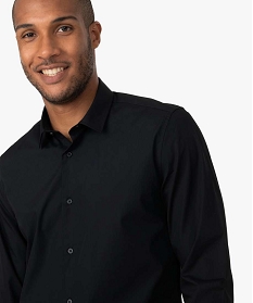 chemise homme coupe droite unie - repassage facile noir chemise manches longues1592901_2