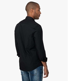 chemise homme coupe droite unie - repassage facile noir chemise manches longues1592901_3