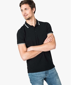 polo homme a manches courtes avec rayures contrastantes noir1624401_1