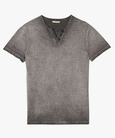 tee-shirt delave a manches courtes col tunisien gris polos1637101_4
