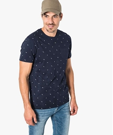 tee-shirt imprime a manches courtes bleu1655401_1
