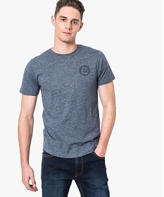 tee-shirt manches courtes chine avec imprime poitrine en relief bleu1656001_1